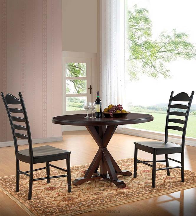 mööbel 820L2098 48 ümmarguse estakaadiga söögilaud - antiikmust Plow & Hearth