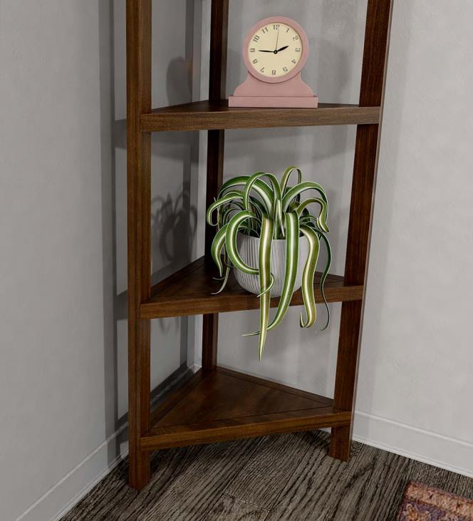 mööbel 820L2100 talumaja nelja riiuliga nurgaraamaturiiul - pestud hall Plow & Hearth