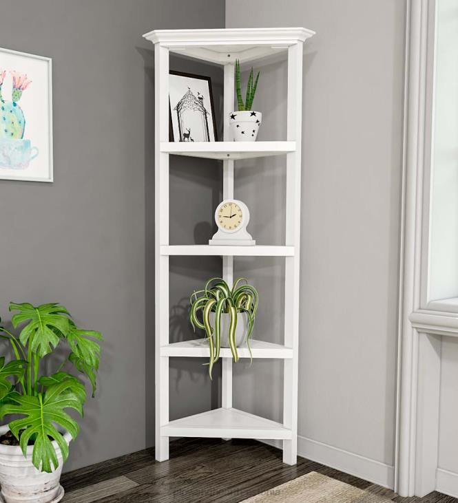 mööbel 820L2100 talumaja nelja riiuliga nurgaraamaturiiul - pestud hall Plow & Hearth