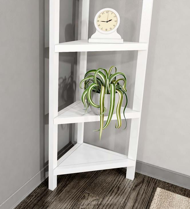 mööbel 820L2100 talumaja nelja riiuliga nurgaraamaturiiul - pestud hall Plow & Hearth