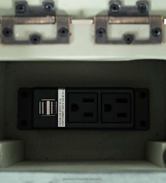 mööbel 820L2121 chelsea elektrijaama laud USB-portide ja pistikupesadega - scrimshaw valgendus Plow & Hearth