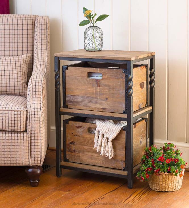 mööbel 820L1973 sügav oja otsa laud riiulitega Plow & Hearth