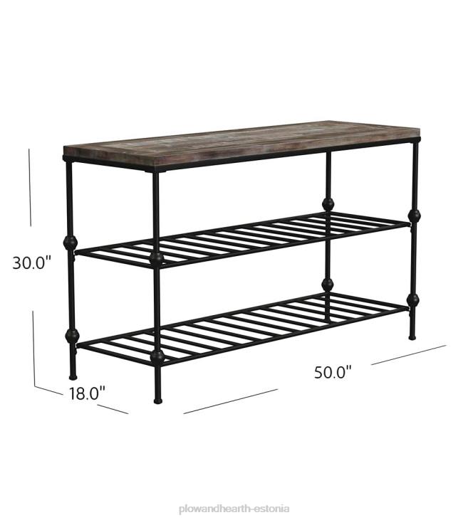 mööbel 820L2004 männipuidust konsoollaud kodarariiulitega Plow & Hearth