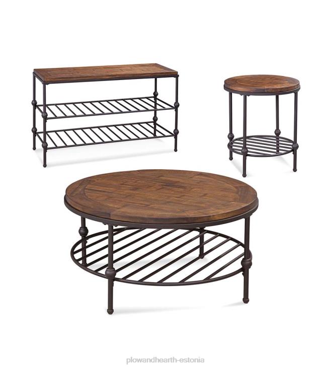 mööbel 820L2004 männipuidust konsoollaud kodarariiulitega Plow & Hearth