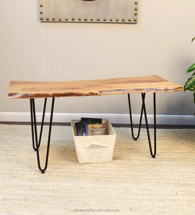 mööbel 820L2011 live serv akaatsiapuidust pink/laud juuksenõeliste jalgadega - must Plow & Hearth