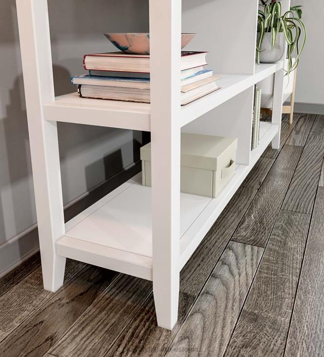 mööbel 820L2089 talumaja kahe riiuliga konsooliga raamaturiiul - pestud hall Plow & Hearth