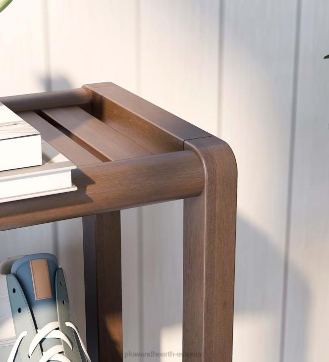 mööbel 820L2090 talumaja kolme riiuliga konsooli raamatukapi hoiuriiul - antiikne kastan Plow & Hearth