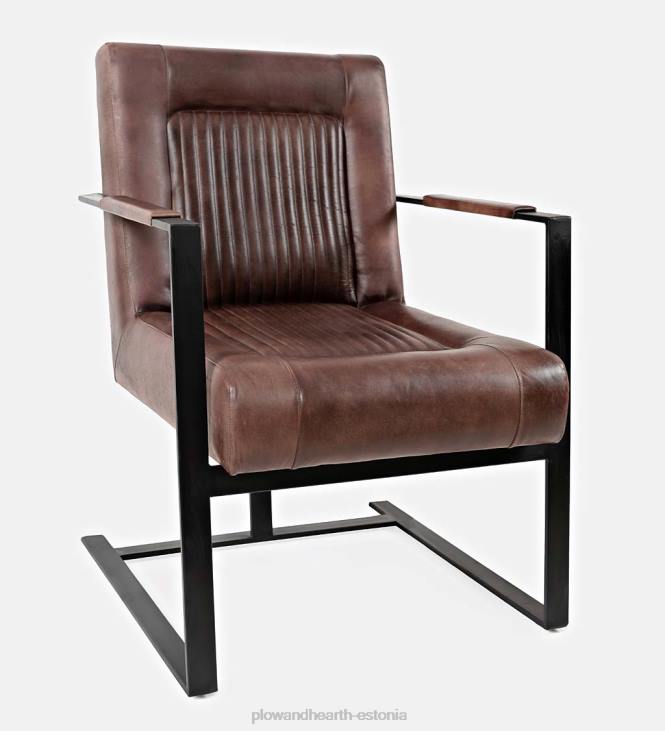 mööbel 820L2031 wayne nahast ja terasest aktsendiga tool - tume sienna Plow & Hearth