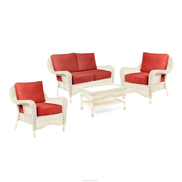 mööbel 820L3261 prospect hill õues vitstest sügavale istmele mõeldud istmekomplekt patjadega - pilvevalge kesköölaevastiku patjadega Plow & Hearth