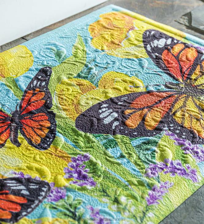 vaibad ja matid 820L1927 tulbi ja liblikaga reljeefne põrandamatt Plow & Hearth