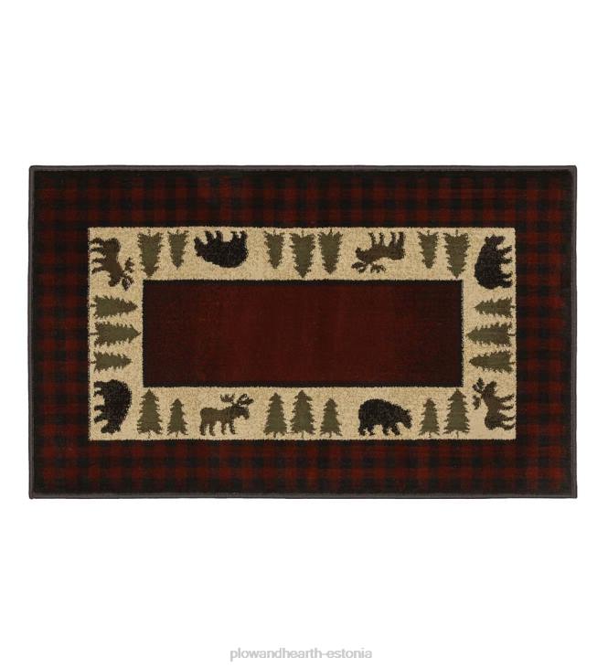 vaibad ja matid 820L1898 vista karu ja põdra vaip, 30 x 50 - punane Plow & Hearth