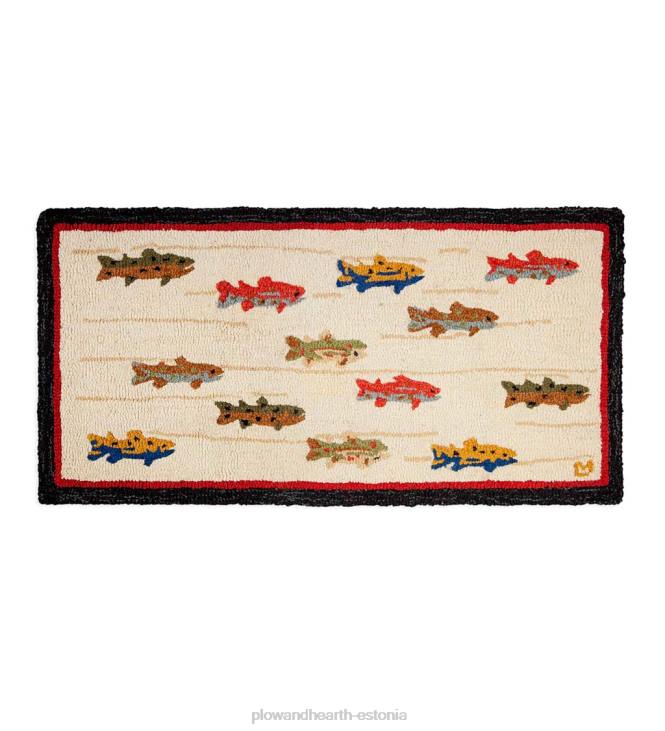 vaibad ja matid 820L1901 suvise forelli käsitsi konksuga villavaip, 24 x 48 Plow & Hearth